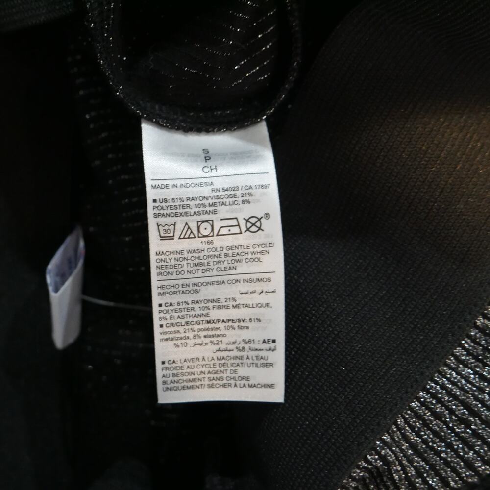 Old Navy Pants Womens Small High Rise Flared Knit Black Silver Metallic Sparkle - Picture 6 of 6